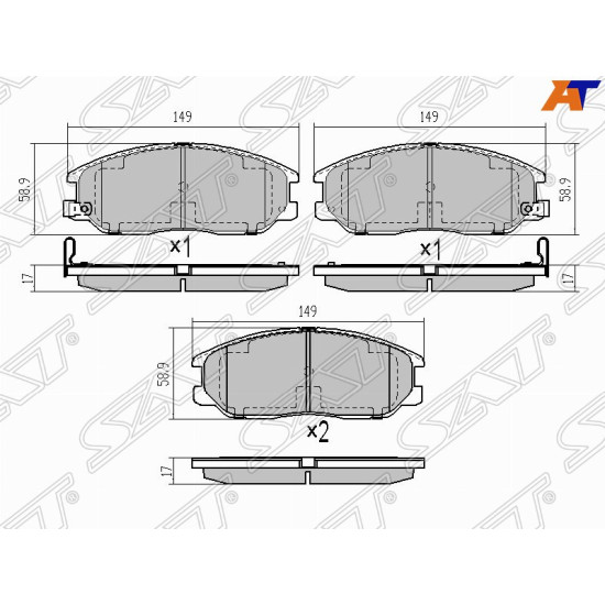 Колодки тормозные перед SSANGYONG ACTYON 05-11/ KYRON 05-/ REXTON 01- SAT