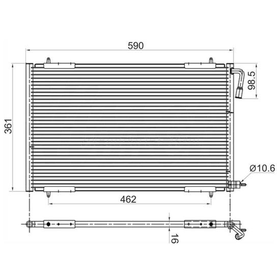 Радиатор кондиционера PEUGEOT 206 98-05 SAT