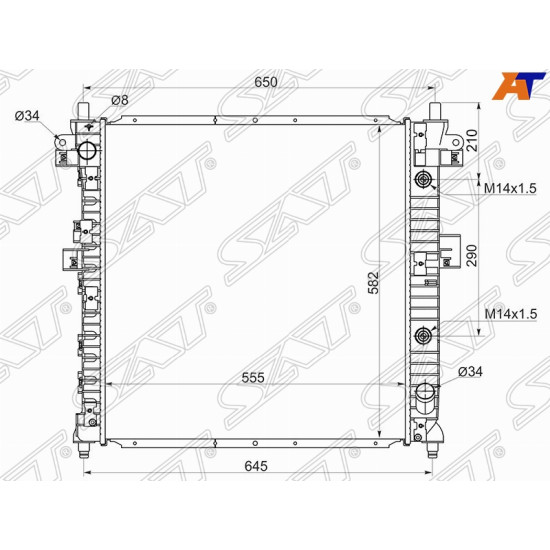 Радиатор SsangYong Actyon 05-10 / Actyon Sports 06-12 / Kyron 05-16 SAT