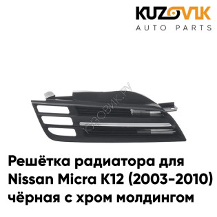 Решетка радиатора правая Nissan Micra K12 (2005-) KUZOVIK